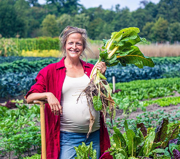 Pregnant woman on a field