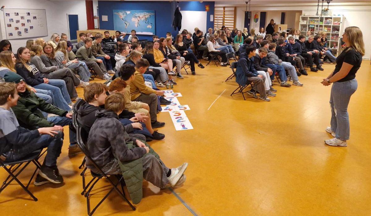 A teacher teaching the students